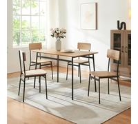 [en.casa] Set da Pranzo Tavolo con Piano Rettangolare 100x70 cm e 4 Sedie in Effetto Rovere e Nero Set per Cucina Sala Design Moderno