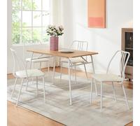 [en.casa] Set da Pranzo Tavolo con Piano Rettangolare 110x70 cm e 4 Sedie con Sedute Imbottite Rivestite in Similpelle Set per Cucina Sala - Effetto Rovere/Bianco