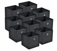 [en.casa] Set di 10 Scatole Pieghevoli Organizer Portaoggetti in Tessuto Cubi Contenitori Cesti per Archiviazione Scaffale Armadio Ripostiglio 28 x 30 x 30 cm - Nero