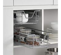 [en.casa] Set di 2 Cassetti Telescopici in Filo Metallico Cestelli Estraibili a Rete in Acciaio con Guide per Mobili Guardaroba Cucina Bagno Dispensa 37 x 44 x 14 cm