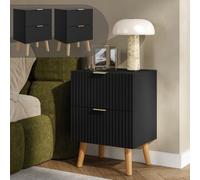 [en.casa] Set di 2 Comodini con 2 Cassetti 55x40x30 cm Nero