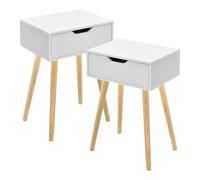 [en.casa] Set di 2 Comodini con Cassetto Tavolini Laterali per Divano Mobiletto da Notte 60 x 40 x 29,5 cm per Camera da Letto Soggiorno Corridoio Ingresso - Bianco