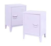 [en.casa] Set di 2 Comodini in Acciaio con Scomparto Chiuso con Anta Tavolino Laterale Mobiletto Notturno con Maniglia a Destra Sinistra Ingresso Ufficio 57 x 40 x 30 cm - Viola Chiaro