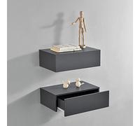 [en.casa] Set di 2 Comodini Sospesi Mensole da Parete con Cassetto Integrato Mobiletti Salvaspazio per Camera da Letto Ingresso Soggiorno 46x30x15 cm Grigio Scuro