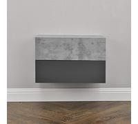 [en.casa] Set di 2 Comodini Sospesi Mensole da Parete con Cassetto Mobiletti Salvaspazio per Camera da Letto Ingresso Soggiorno 46x30x15 cm Effetto Cemento/Grigio Scuro