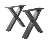[en.casa] Set di 2 Gambe in Acciaio Nero Per Mobili 'Fai da Te' - Altezza 42 cm - Gambe a Forma di X per Panche Tavolini da Caffè Mobili Bassi