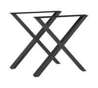 [en.casa] Set di 2 Gambe in Acciaio Nero Per Mobili 'Fai da Te' - Altezza 72 cm - Gambe a Forma di X per Tavoli Scrivanie Banconi