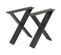 [en.casa] Set di 2 Gambe in Acciaio per Mobili Fai da Te - Altezza 42 cm - Gambe a Forma di X per Panchine Tavolini - Nero Opaco