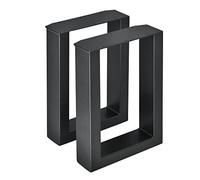 [en.casa] Set di 2 Gambe in Acciaio per Mobili Fai da Te (LxA) 30 x 43 cm - Gambe DIY di Forma Rettangolare per Tavolino Panchina Incl. Feltrini - Nero