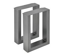 [en.casa] Set di 2 Gambe in Acciaio per Mobili Fai da Te (LxA) 30 x 43 cm - Gambe DIY di Forma Rettangolare per Tavolino Panchina incl. Feltrini - Grigio Acciaio