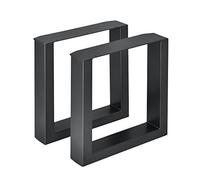 [en.casa] Set di 2 Gambe in Acciaio per Mobili Fai da Te (LxA) 40 x 43 cm - Gambe DIY di Forma Rettangolare per Tavolino Panchina incl. Feltrini - Nero