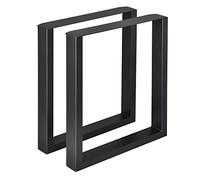 [en.casa] Set di 2 Gambe in Acciaio per Mobili Fai da Te (LxA) 60 x 72 cm - Gambe DIY di Forma Rettangolare per Tavolo Bancone incl. Feltrini - Nero