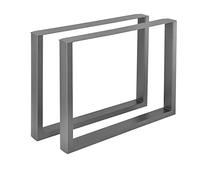 [en.casa] Set di 2 Gambe in Acciaio per Mobili Fai da Te (LxA) 90 x 72 cm - Gambe DIY di Forma Rettangolare per Tavolo Bancone incl. Feltrini - Grigio Acciaio