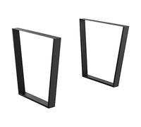 [en.casa] Set di 2 Gambe in Acciaio per Tavolo/Scrivania Fai da Te - (LxA) 55-75 x 72 cm 2 Gambe di Forma Trapezoidale - Nero Opaco