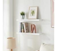 [en.casa] Set di 2 Mensole da Muro 60x20x4 cm Consolle Portaoggetti da Parete Mensole Sospese con Fissaggio Nascosto Ideali per Soggiorno Cucina Bagno - Bianco