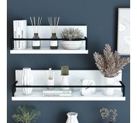 [en.casa] Set di 2 Mensole da Parete in Larghezze Diverse Consolle da Muro Piani con Telaio Anticaduta Librerie Pensili - Bianco/Nero