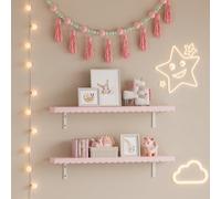[en.casa] Set di 2 Mensole da Parete per Bambini Ripiani Portaoggetti Sospesi a Muro per Cameretta Libri Giocattoli Decorazioni 80 x 17 x 4 cm - Rosa