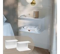 [en.casa] Set di 2 Mensole in Metallo Consolle da Parete con 2 Ripiani Comodini Sospesi a Forma di C in Stile Industriale 40x23x23cm Bianco