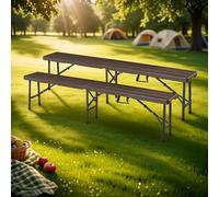 [en.casa] Set di 2 Panche Pieghevoli per Giardino Picnic Campeggio Panche da Birra Portatili per Eventi all'Aperto 180 x 25 x 43 cm Marrone Effetto Legno