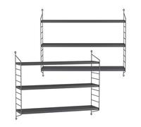 [en.casa] Set di 2 Scaffali da Parete Scaffali Pensili a 3 Ripiani Regolabili in Altezza Mensole da Muro in Acciaio 50 x 60 x 15 cm - Grigio scuro
