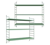 [en.casa] Set di 2 Scaffali da Parete Scaffali Pensili a 3 Ripiani Regolabili in Altezza Mensole da Muro in Acciaio 50 x 60 x 15 cm - Verde Pastello, opaco