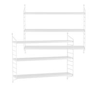 [en.casa] Set di 2 Scaffali da Parete Scaffali Pensili a 3 Ripiani Regolabili in Altezza Mensole da Muro in Acciaio 50 x 60 x 15 cm - Bianco, opaco