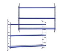 [en.casa] Set di 2 Scaffali da Parete Scaffali Pensili a 3 Ripiani Regolabili in Altezza Mensole da Muro in Acciaio 50 x 60 x 15 cm - Blu