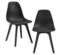 [en.casa] Set di 2 Sedie da Sala da Pranzo in Plastica Sedie Monoscocca Moderne con Schienale Design Ergonomico per Cucina Soggiorno - Nero