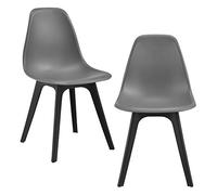 [en.casa] Set di 2 Sedie da Sala da Pranzo in Plastica Sedie Monoscocca Moderne con Schienale Design Ergonomico per Cucina Soggiorno - Grigio/Nero