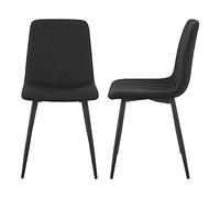 [en.casa] Set di 2 Sedie da Sala Pranzo 2 Sedie con Rivestimento in Tessuto Gambe in Acciaio Poltroncine da Salotto Studio - Nero