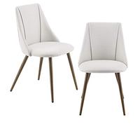 [en.casa] Set di 2 Sedie Imbottite con Rivestimento in Tessuto Poltroncine da Sala da Pranzo con Gambe in Metallo per Cucina Soggiorno Studio - Beige