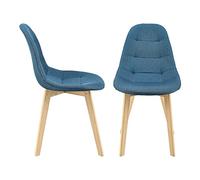 [en.casa] Set di 2 Sedie Imbottite per Sala di Pranzo/Attesa/Salotto/Studio - 2 Sedie in stile Trapuntato - Rivestimento in Tessuto, Gambe in Legno di Faggio - Blu