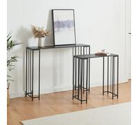 [en.casa] Set di 2 Tavoli a Consolle Mobile da Ingresso Corridoio Consolle Stretto Salvaspazio con Piano di Appoggio Rettangolare in Misure Diverse - Nero