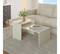 [en.casa] Set di 2 Tavolini Componibili con Piani Rettangolari di Diverse Misure e Altezze 2 Tavoli Bassi da Salotto Caffé Divano per Soggiorno Sala - Color Sabbia