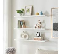 [en.casa] Set di 3 Mensole da Muro 100x20x4 cm Consolle Portaoggetti da Parete Mensole Sospese con Fissaggio Nascosto Ideali per Soggiorno Cucina Bagno - Bianco