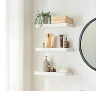 [en.casa] Set di 3 Mensole da Muro 40x17x4 cm Consolle Portaoggetti da Parete Mensole Sospese con Fissaggio Nascosto Ideali per Soggiorno Cucina Bagno - Bianco