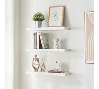 [en.casa] Set di 3 Mensole da Muro 60x20x4 cm Consolle Portaoggetti da Parete Mensole Sospese con Fissaggio Nascosto Ideali per Soggiorno Cucina Bagno - Bianco