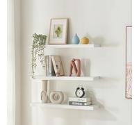 [en.casa] Set di 3 Mensole da Muro 80x20x4 cm Consolle Portaoggetti da Parete Mensole Sospese con Fissaggio Nascosto Ideali per Soggiorno Cucina Bagno - Bianco