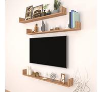 [en.casa] Set di 3 Mensole da Muro (AxLxP) 12 x 120 x 15 cm Consolli Pensili con Piano d'Appoggio a Forma di U - Effetto Rovere