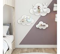 [en.casa] Set di 3 Mensole da Parete per Cameretta in Misure Diverse Consolle Pensili con Sostegno Decorativo a Forma di Nuvola - Bianco