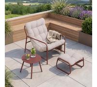 [en.casa] Set di 3 Mobili da Giardino Color Ruggine/Grigio
