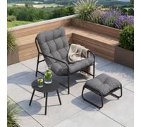 [en.casa] Set di 3 Mobili da Giardino Grigio Scuro