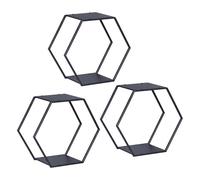 [en.casa] Set di 3 Scaffali Esagonali in Acciaio Mensole Portaoggetti Scaffali Modulari da Muro o Terra Design Moderno - Nero