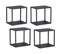 [en.casa] Set di 4 Mensole da Muro 28 x 28 x 20 cm 4 Ripiani Modulari Componibili a Parete in Acciaio per Bagno Cucina Corridoio - Nero