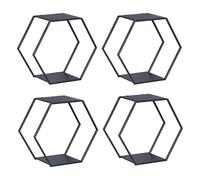 [en.casa] Set di 4 Scaffali Esagonali in Acciaio Mensole Portaoggetti Scaffali Modulari da Muro o Terra Design Moderno - Nero