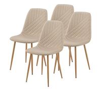 [en.casa] Set di 4 Sedie da Sala Pranzo Sedie Imbottite Rivestimento in Tessuto con Cuciture Decorative Poltroncine per Salotto - Marrone Chiaro