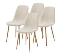 [en.casa] Set di 4 Sedie da Sala Pranzo Sedie Imbottite Rivestimento in Tessuto con Cuciture Decorative Poltroncine per Salotto - Beige