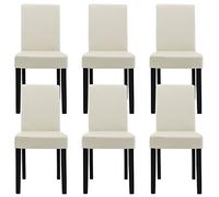 [en.casa] Set di 6 Sedie Imbottite da Sala con Gambe in Legno Massiccio Rivestimento in Similpelle Sedie da Cucina Salotto Ufficio - Colore Crema/Avorio