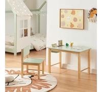 [en.casa] Set Mobili per Cameretta Tavolo e Sedia per Bambini Scrivania con Contenitore Integrato Arredo a Misura di Bimbi per Gioco Disegno Studio - Legno Naturale/Menta Verde