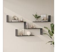 [en.casa] Set Modulare di 3 Mensole a Parete Scaffale da Muro a Gradini e 2 Ripiani Componibili per Libri Oggetti Decorativi Soggiorno Studio Cucina Ingresso - Antracite